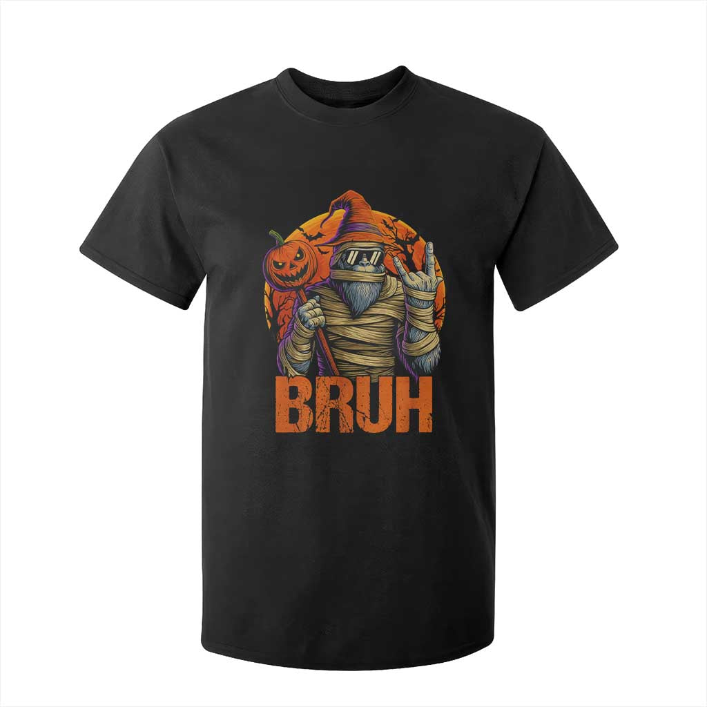 Funny Halloween Bigfoot T Shirt For Kid Bruh Spooky Mummy Sasquatch Jack O Lantern TS11 Black Print Your Wear