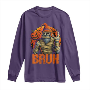 Funny Halloween Bigfoot Long Sleeve Shirt Bruh Spooky Mummy Sasquatch Jack O Lantern TS11 Purple Print Your Wear