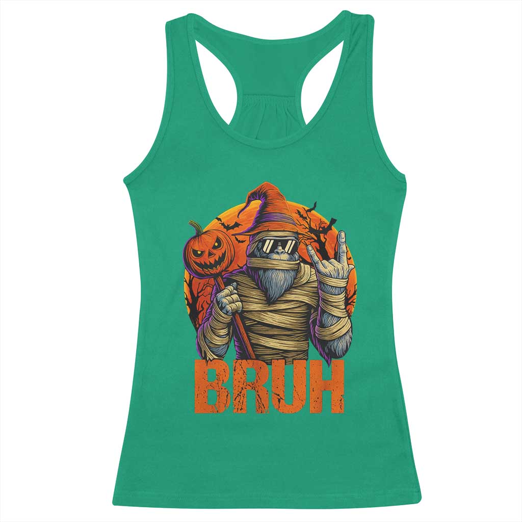 Funny Halloween Bigfoot Racerback Tank Top Bruh Spooky Mummy Sasquatch Jack O Lantern TS11 Irish Green Print Your Wear