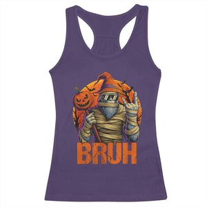 Funny Halloween Bigfoot Racerback Tank Top Bruh Spooky Mummy Sasquatch Jack O Lantern TS11 Purple Print Your Wear