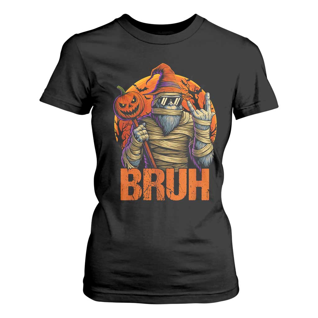Funny Halloween Bigfoot T Shirt For Women Bruh Spooky Mummy Sasquatch Jack O Lantern TS11 Black Print Your Wear