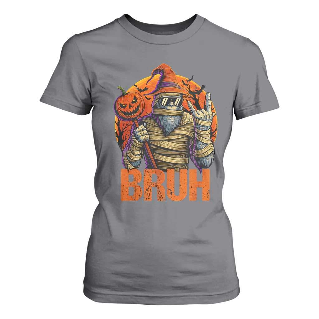 Funny Halloween Bigfoot T Shirt For Women Bruh Spooky Mummy Sasquatch Jack O Lantern TS11 Charcoal Print Your Wear