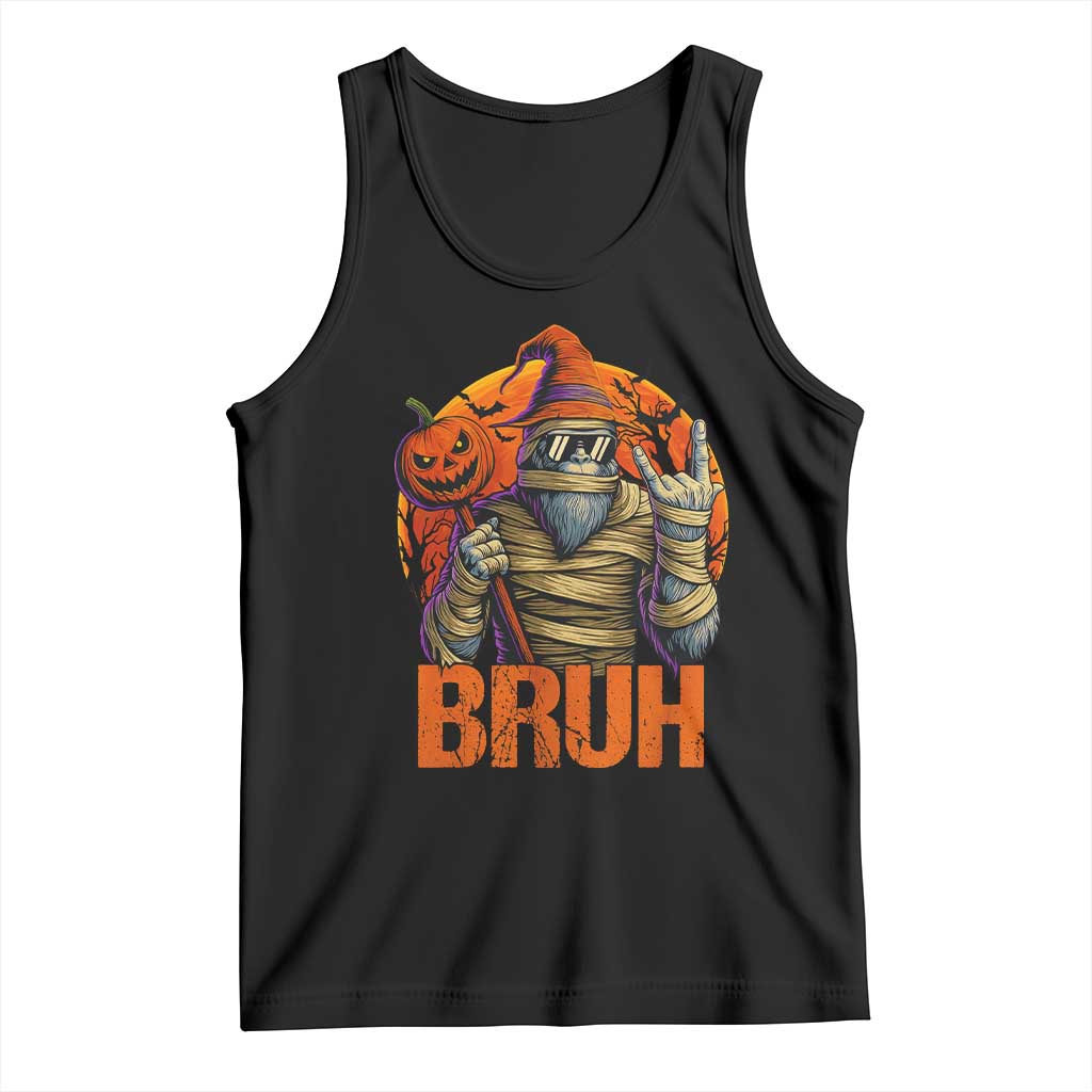 Funny Halloween Bigfoot Tank Top Bruh Spooky Mummy Sasquatch Jack O Lantern TS11 Black Print Your Wear