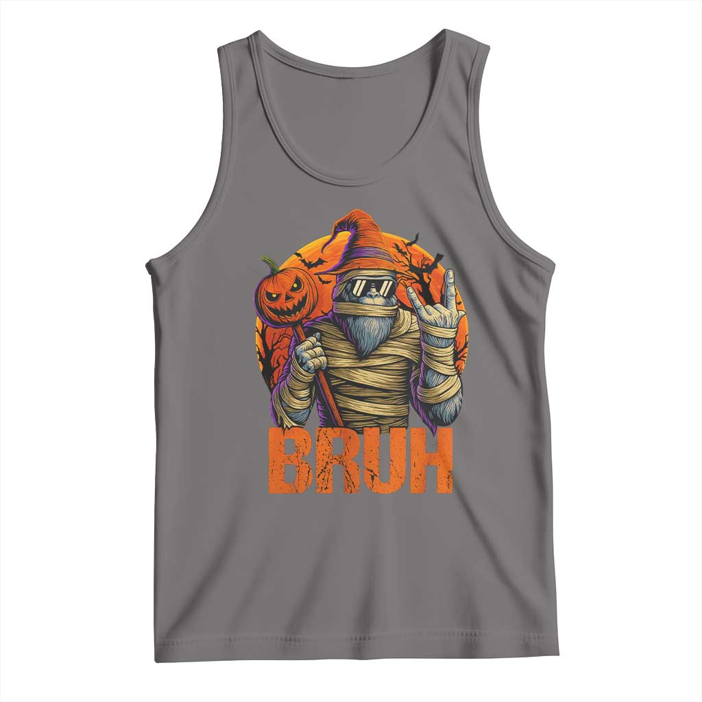 Funny Halloween Bigfoot Tank Top Bruh Spooky Mummy Sasquatch Jack O Lantern TS11 Deep Heather Print Your Wear
