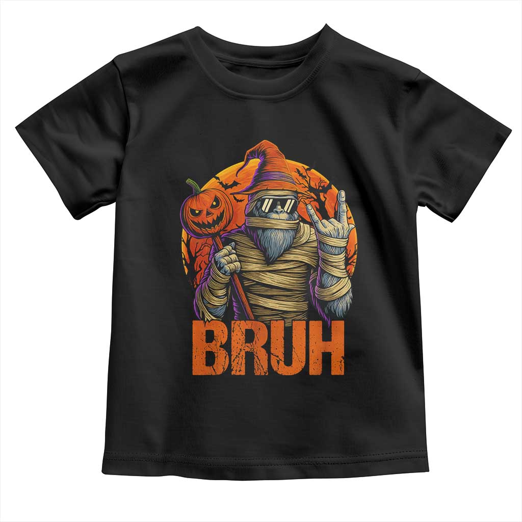 Funny Halloween Bigfoot Toddler T Shirt Bruh Spooky Mummy Sasquatch Jack O Lantern TS11 Black Print Your Wear