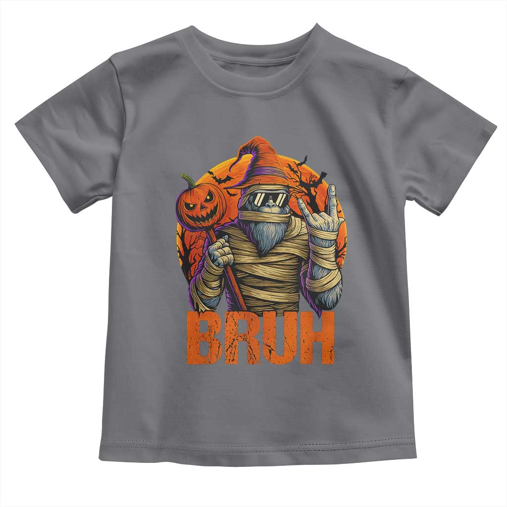 Funny Halloween Bigfoot Toddler T Shirt Bruh Spooky Mummy Sasquatch Jack O Lantern TS11 Charcoal Print Your Wear