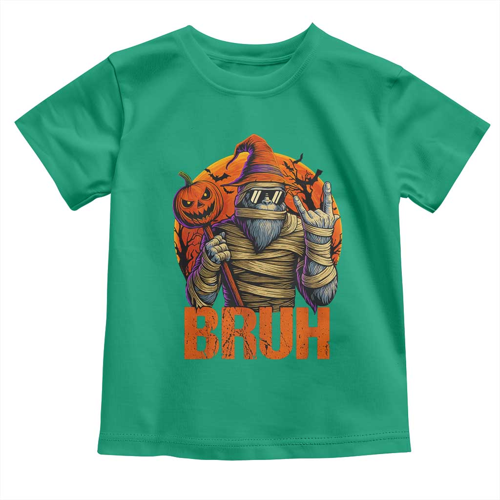 Funny Halloween Bigfoot Toddler T Shirt Bruh Spooky Mummy Sasquatch Jack O Lantern TS11 Irish Green Print Your Wear