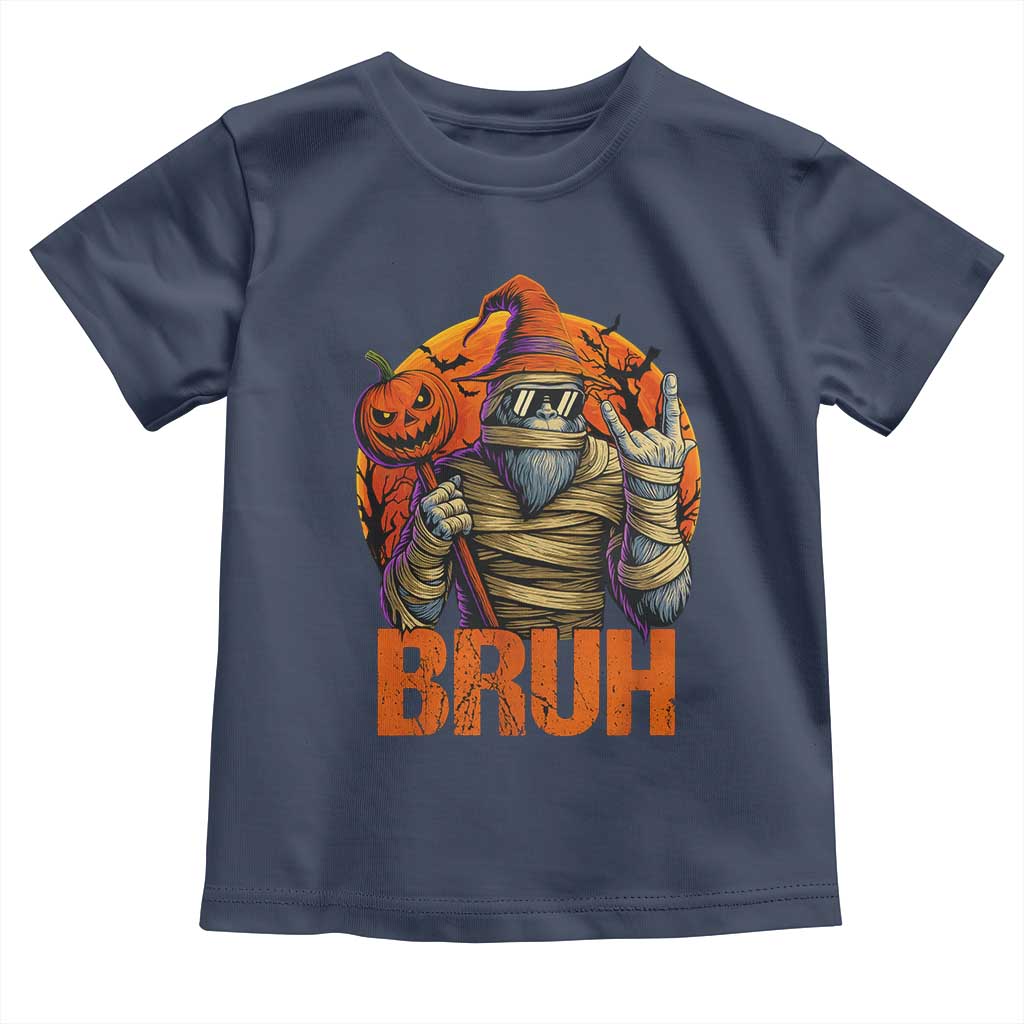 Funny Halloween Bigfoot Toddler T Shirt Bruh Spooky Mummy Sasquatch Jack O Lantern TS11 Navy Print Your Wear