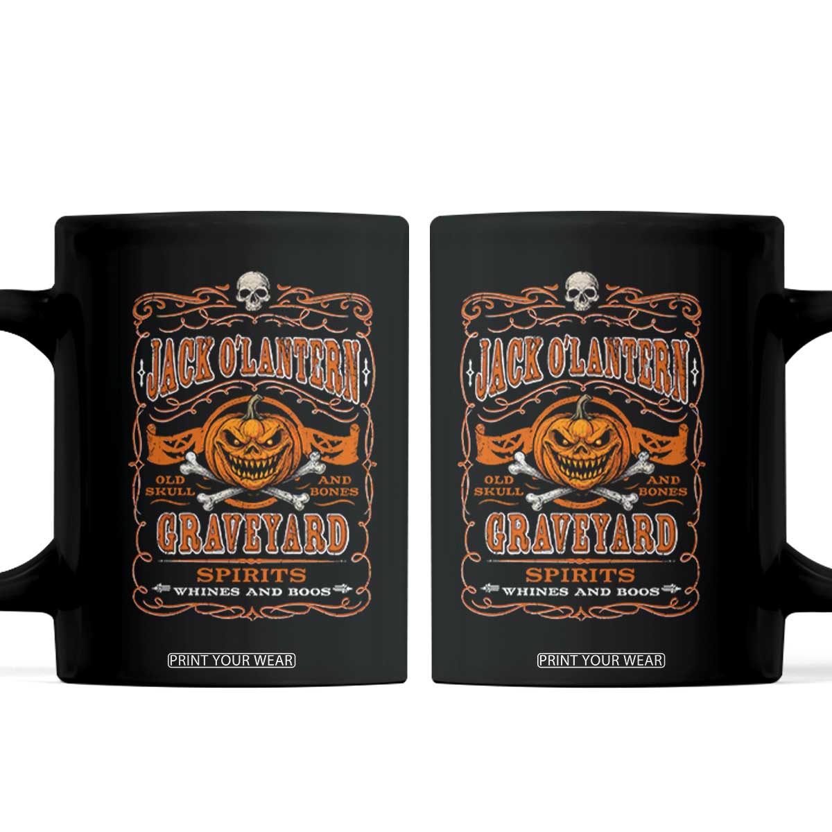 Halloween Jack O Lantern Coffee Mug Scary Skull Pumpkin Face TS11 Black Print Your Wear
