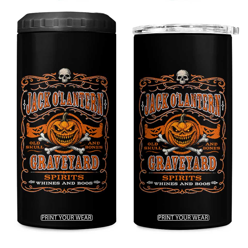 Halloween Jack O Lantern 4 in 1 Can Cooler Tumbler Scary Skull Pumpkin Face TS11 One Size: 16 oz Black Print Your Wear