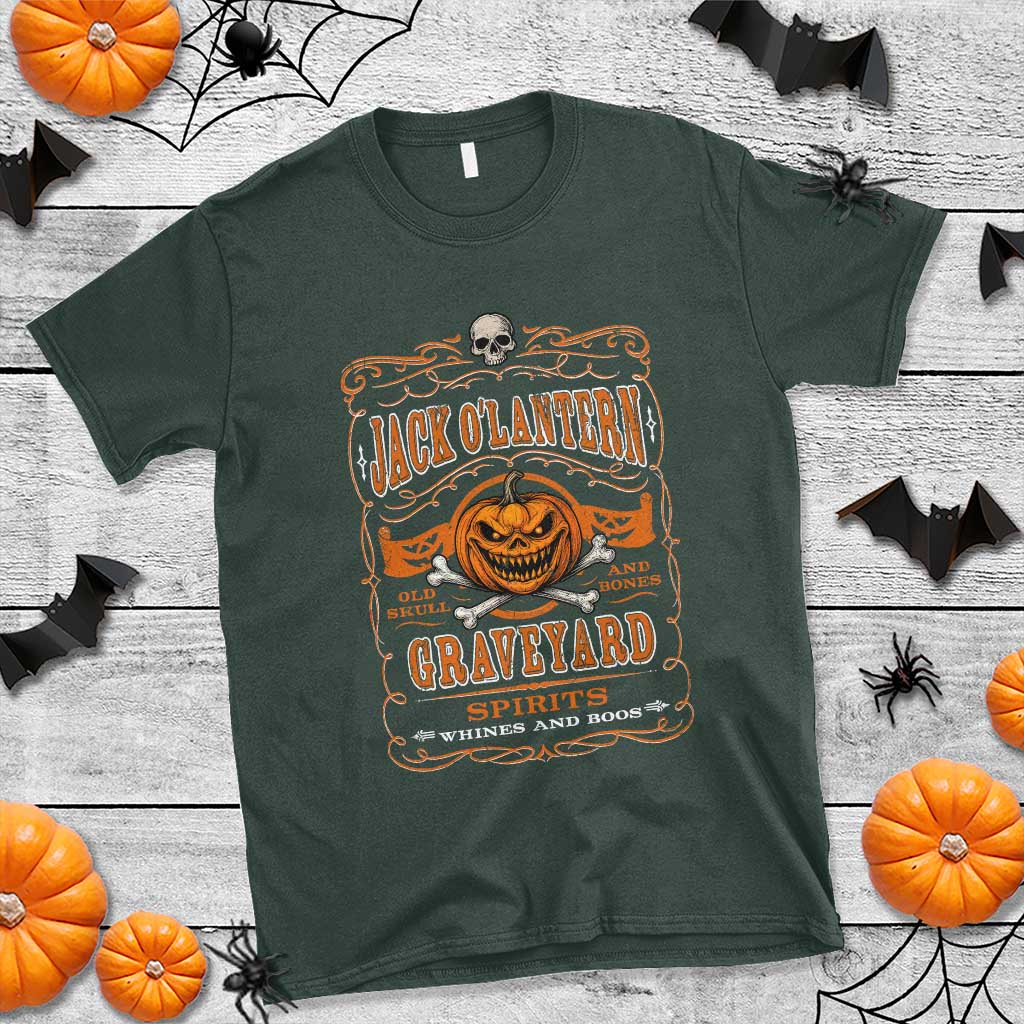 Halloween Jack O Lantern T Shirt Scary Skull Pumpkin Face TS11 Dark Forest Green Print Your Wear