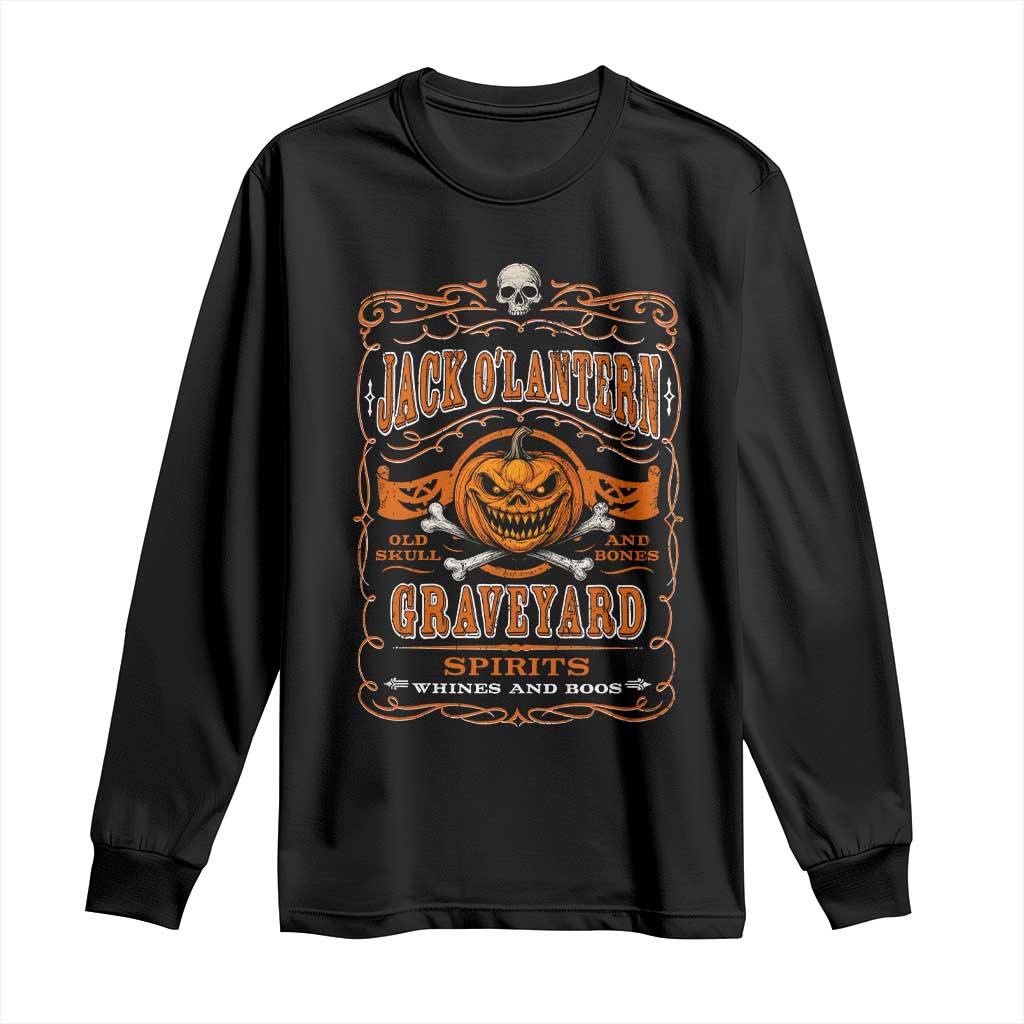 Halloween Jack O Lantern Long Sleeve Shirt Scary Skull Pumpkin Face TS11 Black Print Your Wear