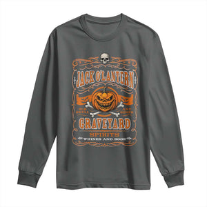 Halloween Jack O Lantern Long Sleeve Shirt Scary Skull Pumpkin Face TS11 Dark Heather Print Your Wear
