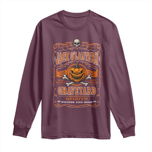 Halloween Jack O Lantern Long Sleeve Shirt Scary Skull Pumpkin Face TS11 Maroon Print Your Wear