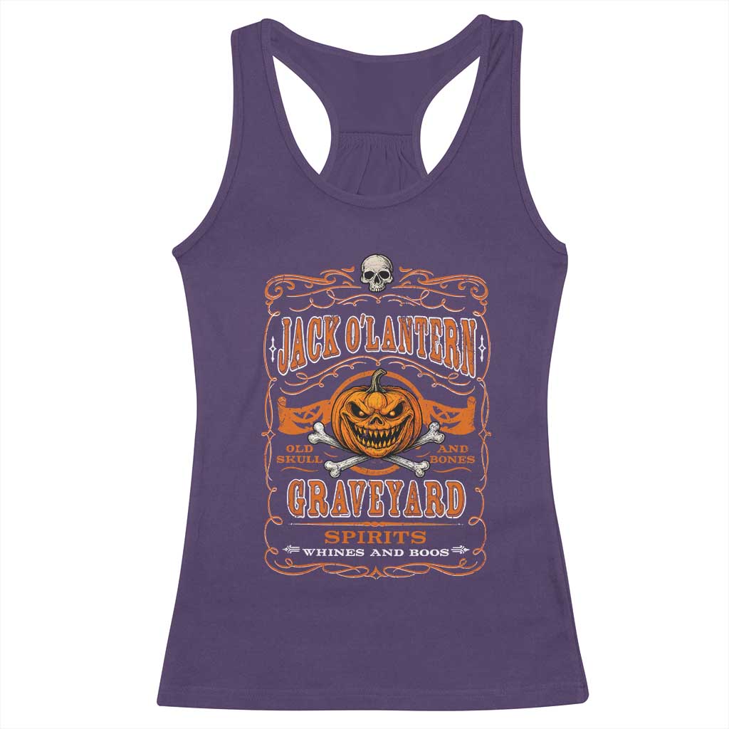 Halloween Jack O Lantern Racerback Tank Top Scary Skull Pumpkin Face TS11 Purple Print Your Wear