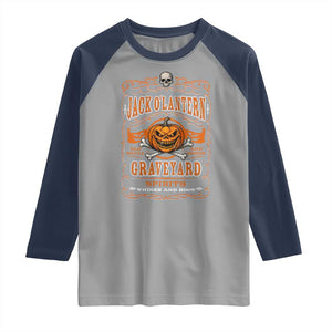 Halloween Jack O Lantern Raglan Shirt Scary Skull Pumpkin Face TS11 Sport Gray Navy Print Your Wear
