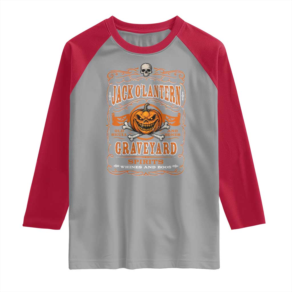 Halloween Jack O Lantern Raglan Shirt Scary Skull Pumpkin Face TS11 Sport Gray Red Print Your Wear