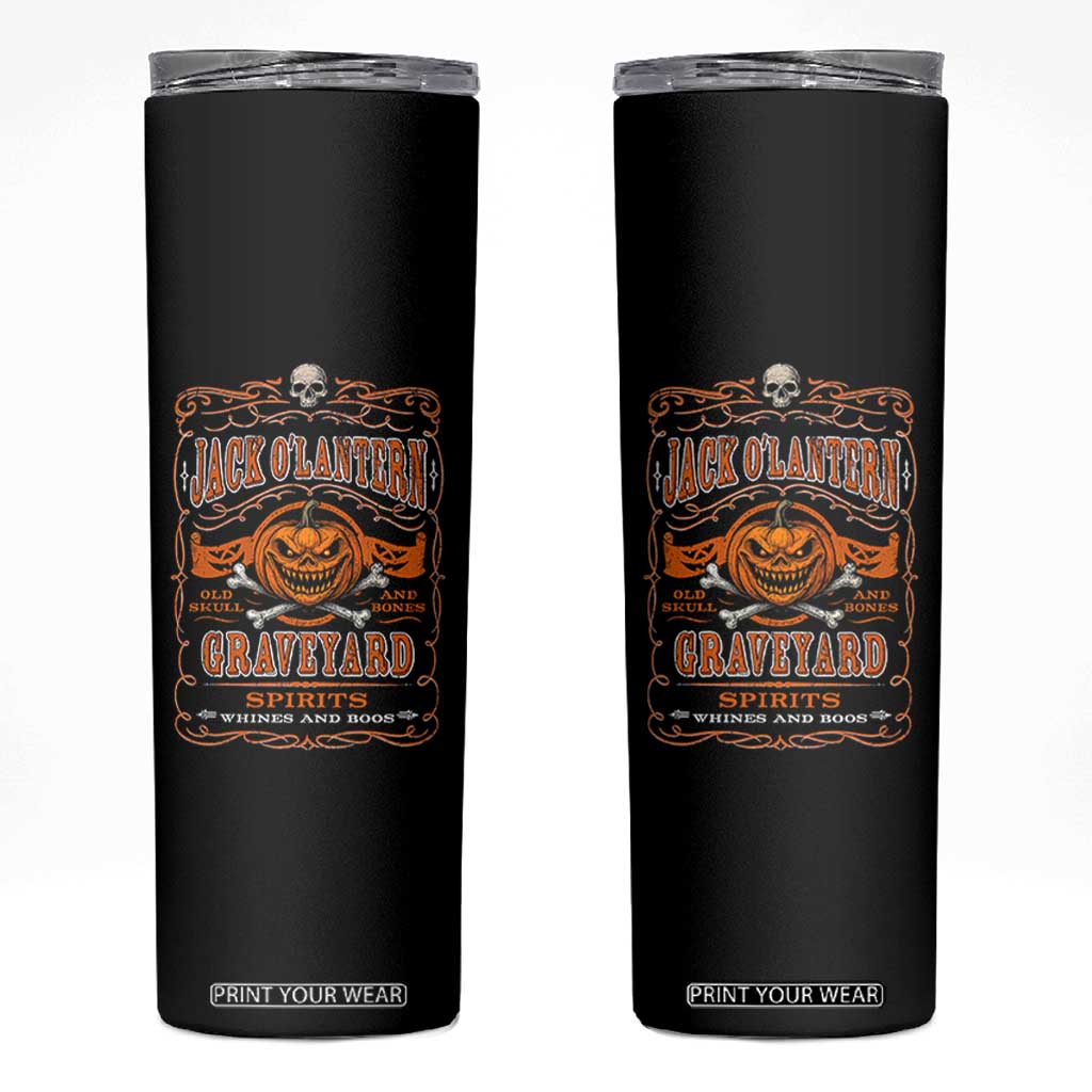 Halloween Jack O Lantern Skinny Tumbler Scary Skull Pumpkin Face TS11 Black Print Your Wear