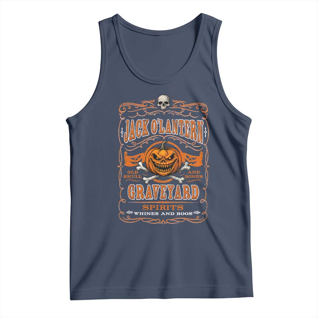 Halloween Jack O Lantern Tank Top Scary Skull Pumpkin Face TS11 Navy Print Your Wear