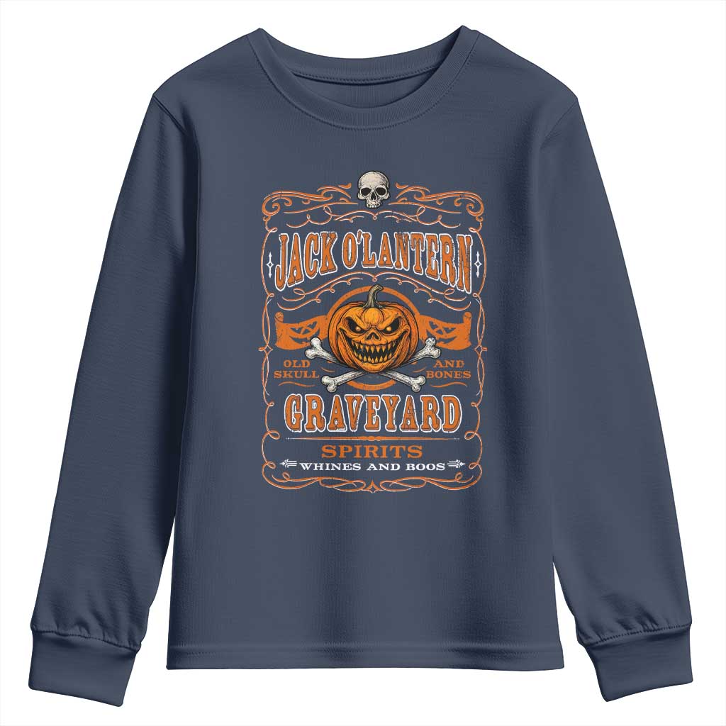 Halloween Jack O Lantern Youth Sweatshirt Scary Skull Pumpkin Face TS11 Navy Print Your Wear