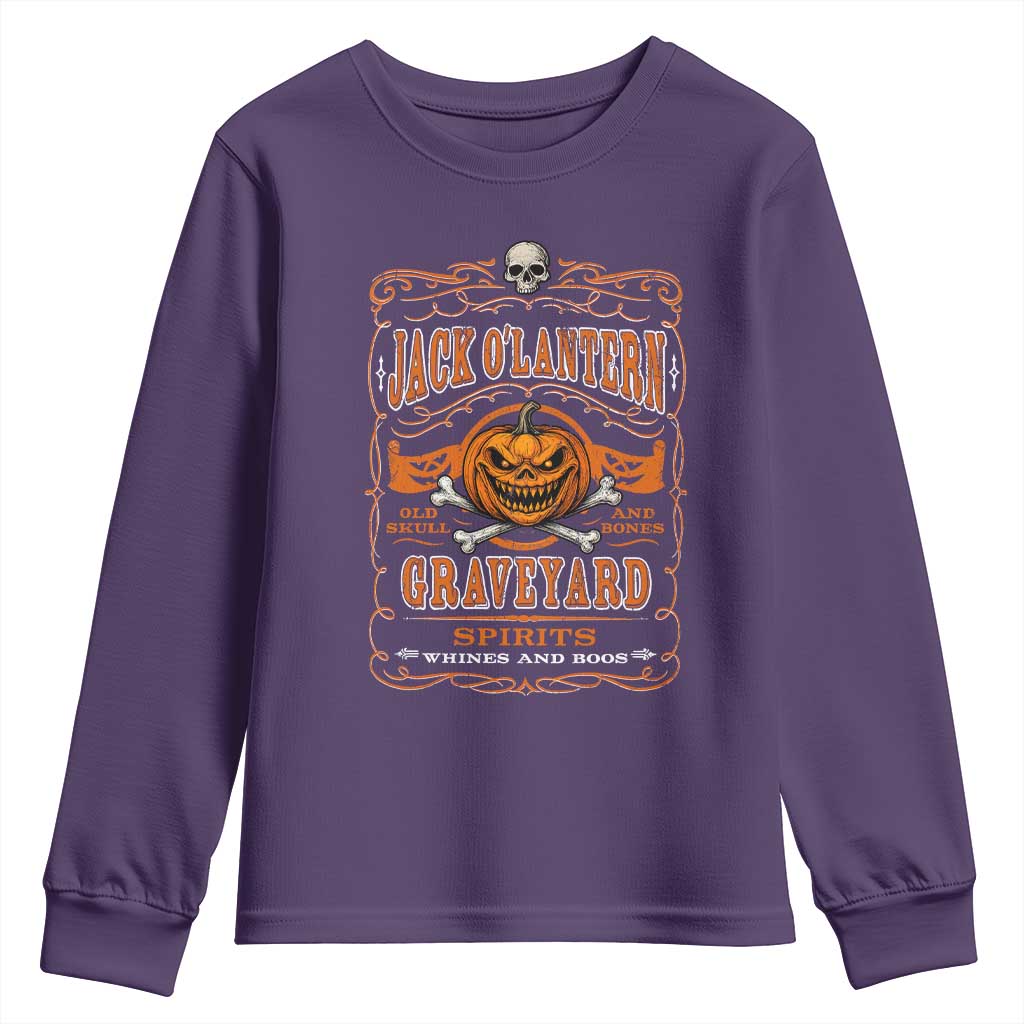 Halloween Jack O Lantern Youth Sweatshirt Scary Skull Pumpkin Face TS11 Purple Print Your Wear