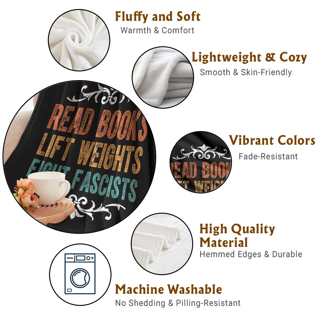 Read Books Lift Weights Fight Fascists Throw Blanket Reading Activism TS11 Print Your Wear