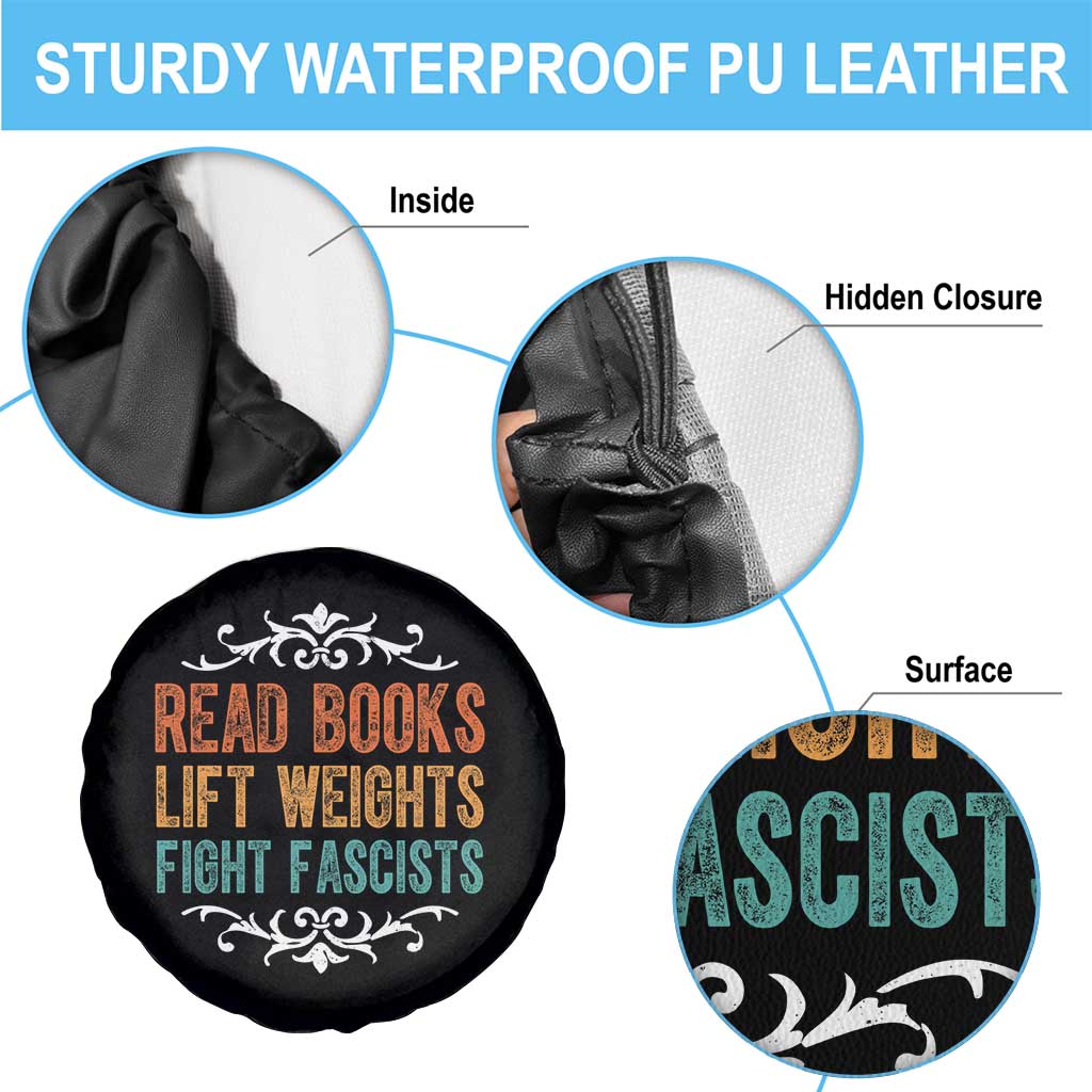 Read Books Lift Weights Fight Fascists Spare Tire Cover Reading Activism TS11 Print Your Wear