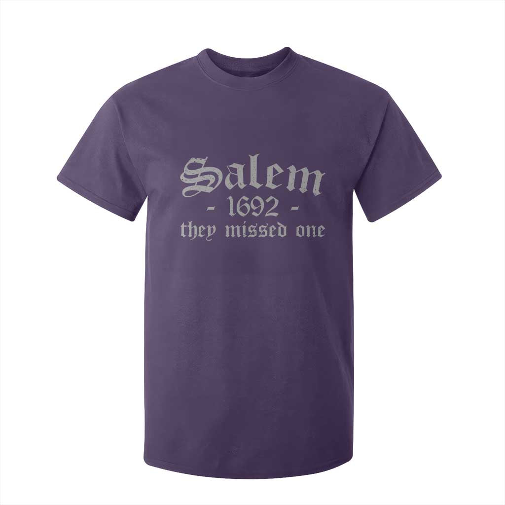 Salem 1692 They Missed One T Shirt For Kid Halloween Feminist Witch Trials Gothic TS11 Purple Print Your Wear
