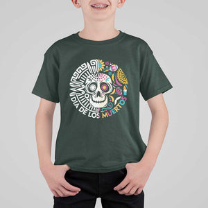 Day Of The Dead T Shirt For Kid Dia De Los Muertos Sugar Skull Mexican TS11 Dark Forest Green Print Your Wear