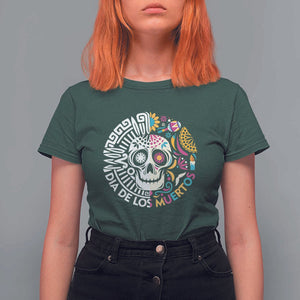Day Of The Dead T Shirt For Women Dia De Los Muertos Sugar Skull Mexican TS11 Dark Forest Green Print Your Wear