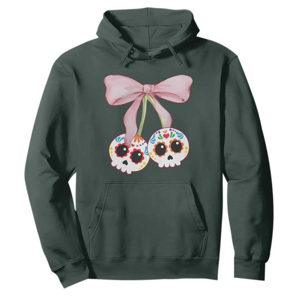 Day Of The Dead Hoodie Sugar Skull Pink Bow Coquette Aesthetic TS11 Dark Forest Green Print Your Wear