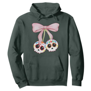 Day Of The Dead Hoodie Sugar Skull Pink Bow Coquette Aesthetic TS11 Dark Forest Green Print Your Wear