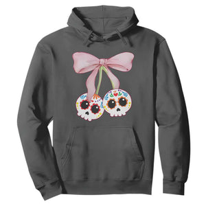 Day Of The Dead Hoodie Sugar Skull Pink Bow Coquette Aesthetic TS11 Dark Heather Print Your Wear