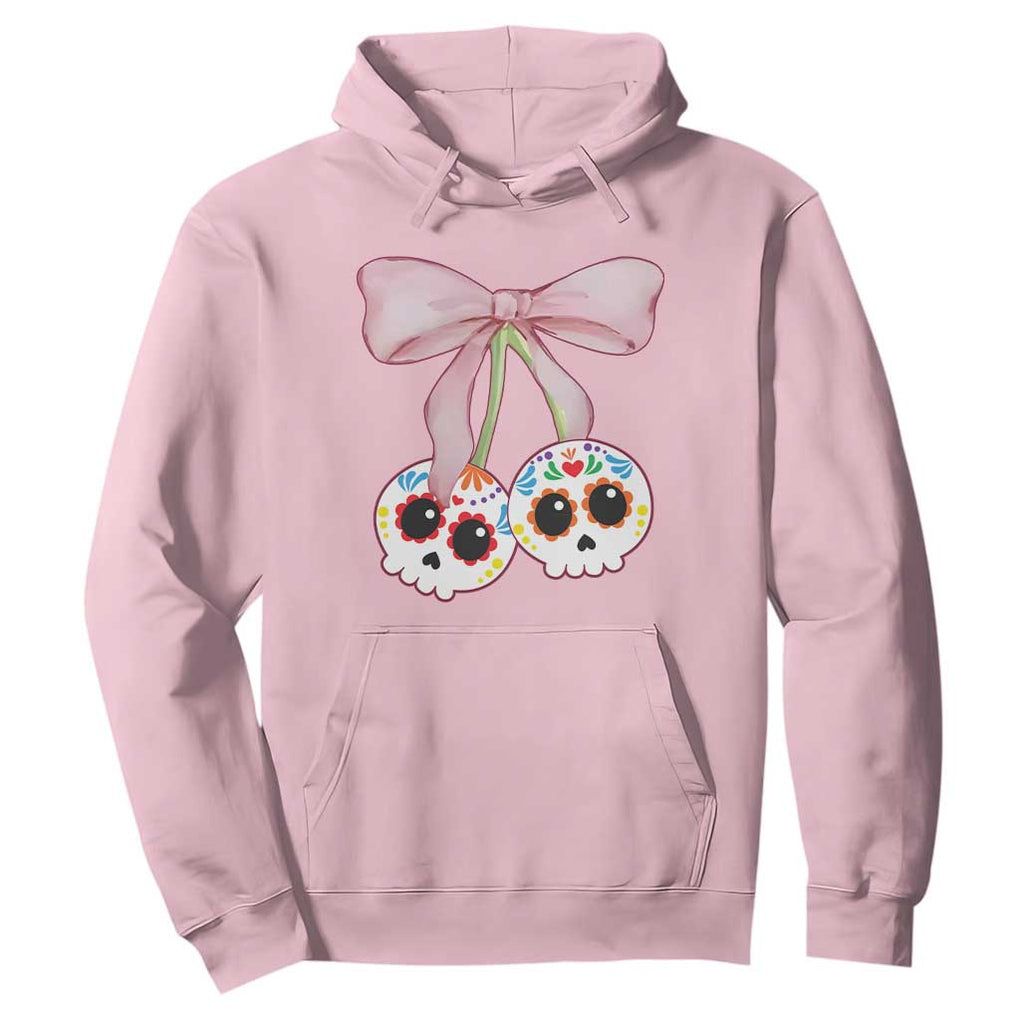 Day Of The Dead Hoodie Sugar Skull Pink Bow Coquette Aesthetic TS11 Light Pink Print Your Wear