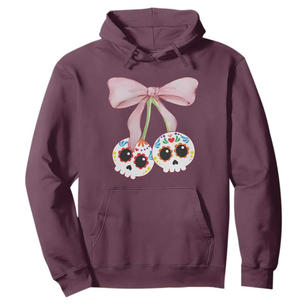 Day Of The Dead Hoodie Sugar Skull Pink Bow Coquette Aesthetic TS11 Maroon Print Your Wear