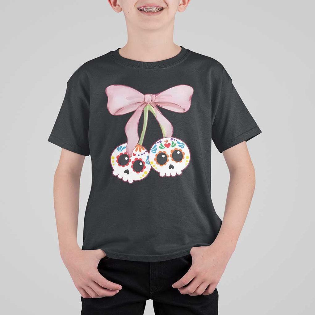 Day Of The Dead T Shirt For Kid Sugar Skull Pink Bow Coquette Aesthetic TS11 Black Print Your Wear