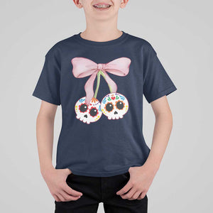 Day Of The Dead T Shirt For Kid Sugar Skull Pink Bow Coquette Aesthetic TS11 Navy Print Your Wear