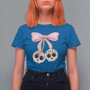Day Of The Dead T Shirt For Women Sugar Skull Pink Bow Coquette Aesthetic TS11 Royal Blue Print Your Wear