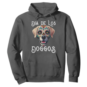 Day Of The Dead Hoodie Dia De Los Doggos Dog Calaca Face Painting TS11 Dark Heather Print Your Wear