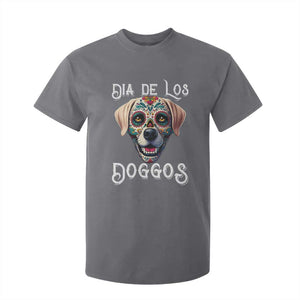 Day Of The Dead T Shirt For Kid Dia De Los Doggos Dog Calaca Face Painting TS11 Charcoal Print Your Wear