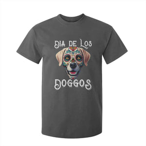 Day Of The Dead T Shirt For Kid Dia De Los Doggos Dog Calaca Face Painting TS11 Dark Heather Print Your Wear