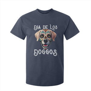 Day Of The Dead T Shirt For Kid Dia De Los Doggos Dog Calaca Face Painting TS11 Navy Print Your Wear