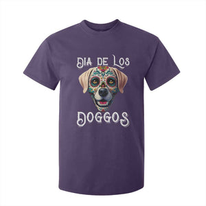 Day Of The Dead T Shirt For Kid Dia De Los Doggos Dog Calaca Face Painting TS11 Purple Print Your Wear