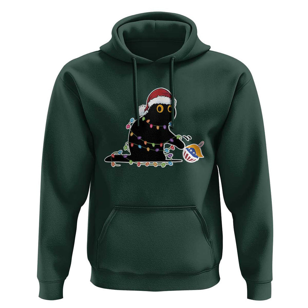 Funny Harris Supporter Hoodie Christmas Black Cat With Bauble TS11 Dark Forest Green Print Your Wear