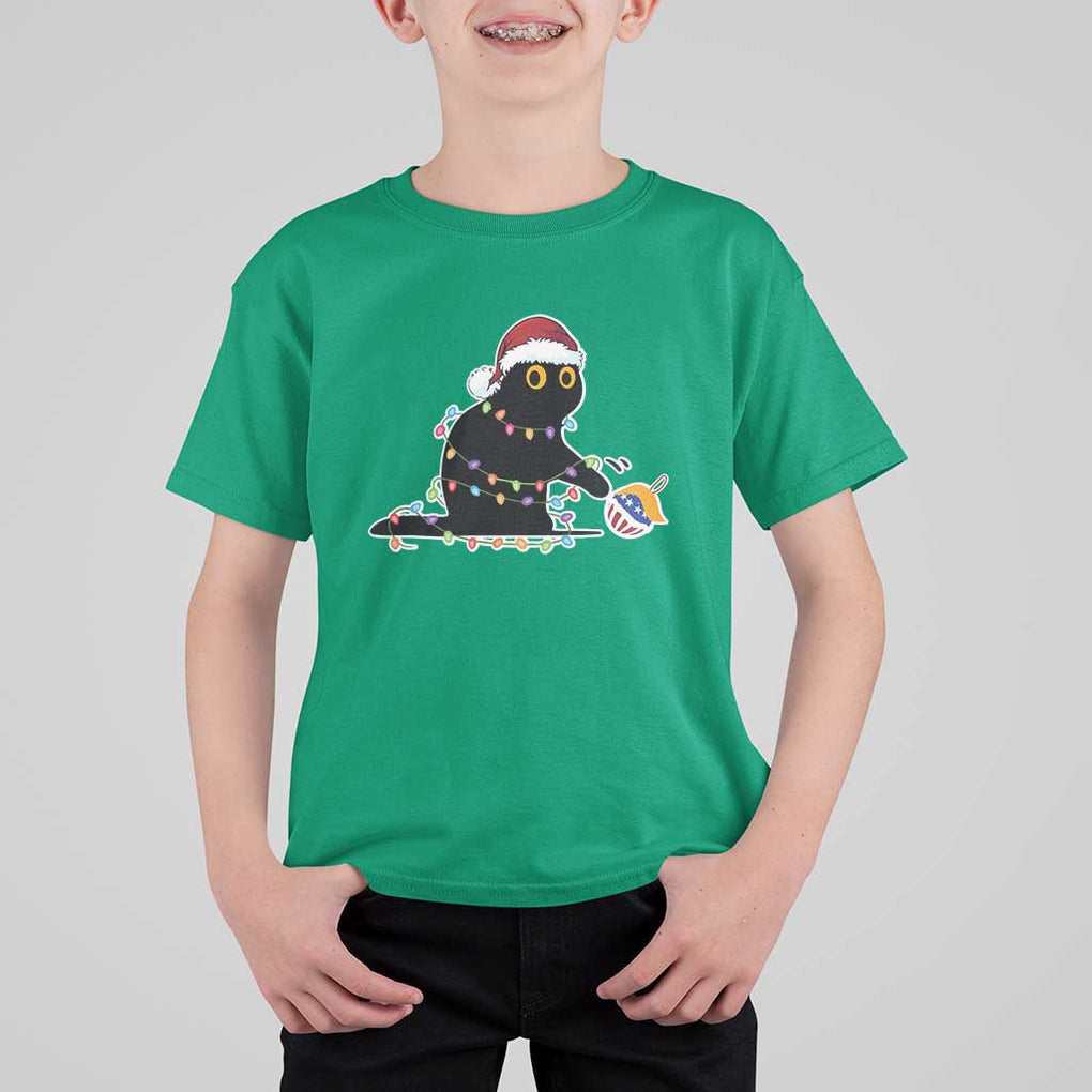 Funny Harris Supporter T Shirt For Kid Christmas Black Cat With Bauble TS11 Irish Green Print Your Wear