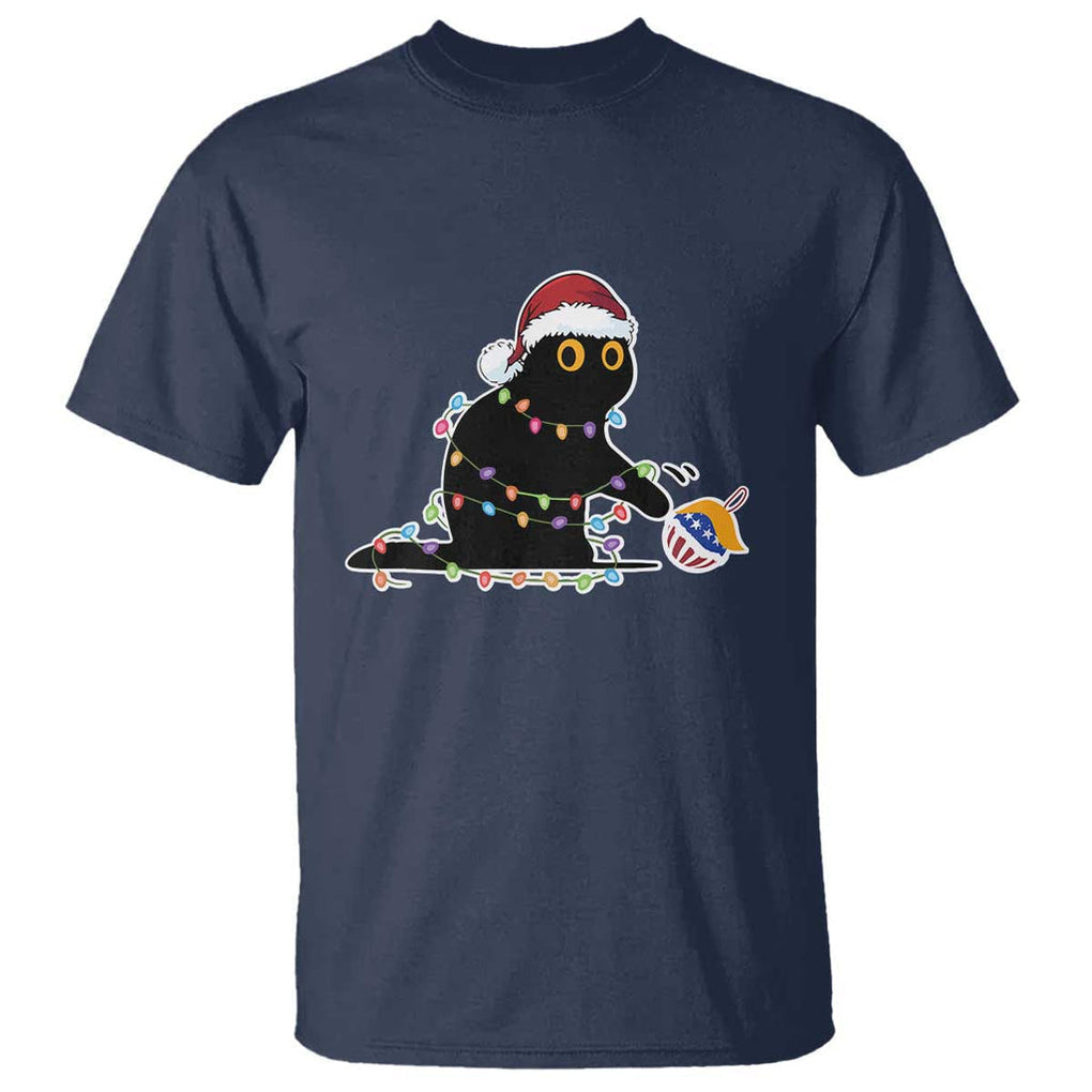 Funny Harris Supporter T Shirt Christmas Black Cat With Bauble TS11 Navy Print Your Wear