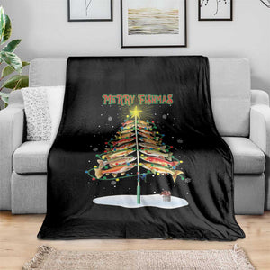 Funny Christmas Fishing Throw Blanket Merry Fishmas Fish Xmas Tree Star TS11 Print Your Wear