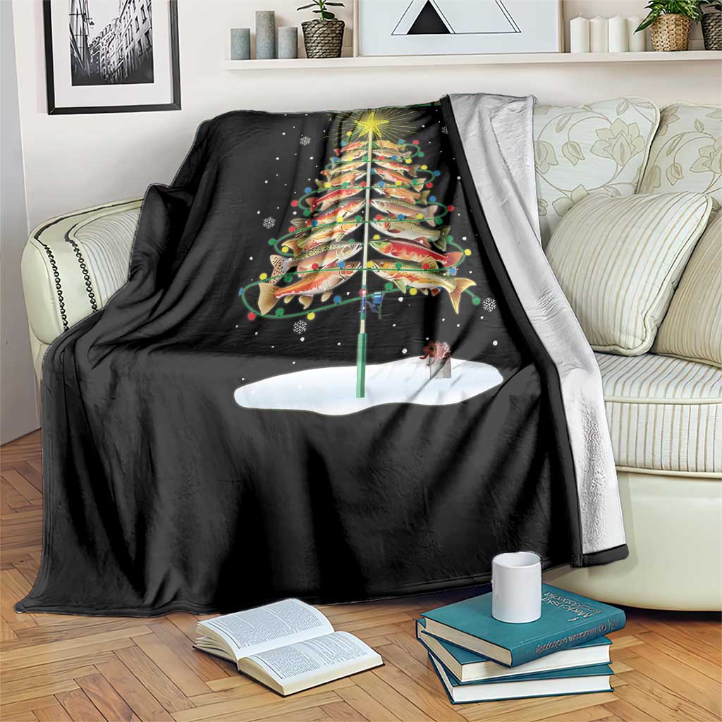 Funny Christmas Fishing Throw Blanket Merry Fishmas Fish Xmas Tree Star TS11 Print Your Wear