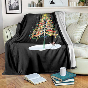 Funny Christmas Fishing Throw Blanket Merry Fishmas Fish Xmas Tree Star TS11 Print Your Wear