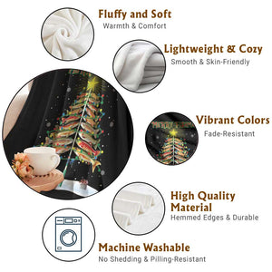 Funny Christmas Fishing Throw Blanket Merry Fishmas Fish Xmas Tree Star TS11 Print Your Wear